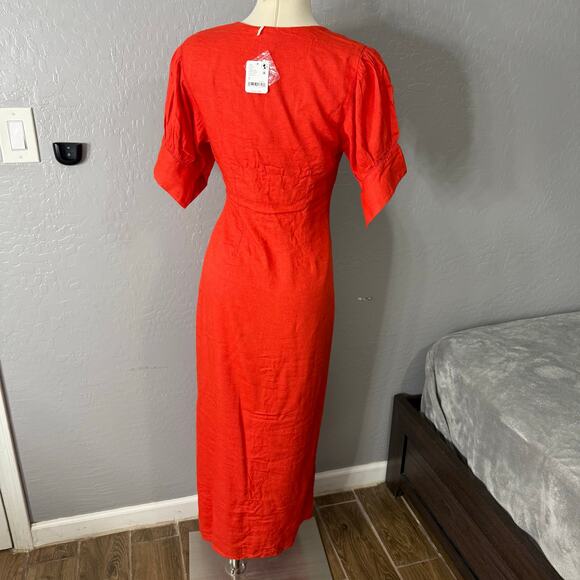 Free People Vintage Summer Midi Dress, Red, S - Picture 2 of 5